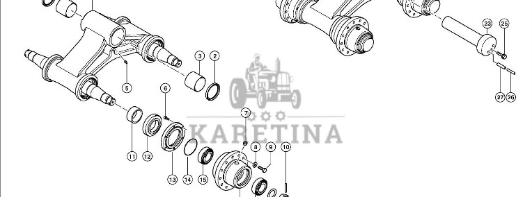 Claas Lexion 600 OŚ WAHLIWA 0007504221 (Gumowa półgąsienica; koła podporowe)-1