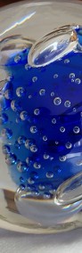Przycisk do papieru kula kryształowe szkło kobaltowa kompozycja pęcherzyki powi -4