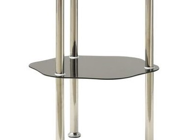 vidaXL 2-poziomowy stolik, 38x38x50 cm, przezroczyste i czarne szkło-2