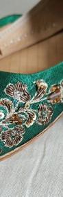 Indyjskie buty baleriny khussa 37 zdobione orient boho księżniczka zieleń-4