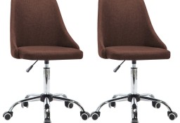 vidaXL Krzesła biurowe na kółkach, 2 szt., tkanina, brązowe 276282
