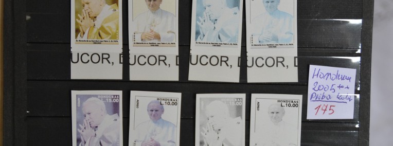 Papież Jan Paweł II. Honduras ** Próba kolorów. Cięte RRR-1