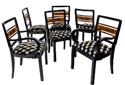 Komplet krzeseł art deco Gościcino dwa fotele cztery krzesła stare antyki
