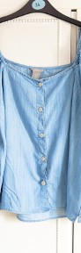 Nowa bluzka Lindex L 40 XL 42 niebieska prosta guziki top jak dżns jeans denim-3
