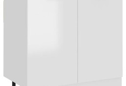 vidaXL Szafka pod zlew, wysoki połysk, biała, 80x46x81,5 cm, płyta