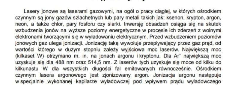 Zastosowanie światła lasera jonowego do  wzbudzania fluorescencji  barwników-1