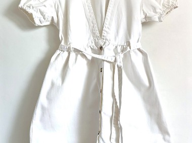 Biała jeansowa sukienka Boohoo 42 XL bawełna denim midi rozkloszowana-1