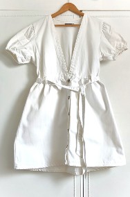 Biała jeansowa sukienka Boohoo 42 XL bawełna denim midi rozkloszowana-2