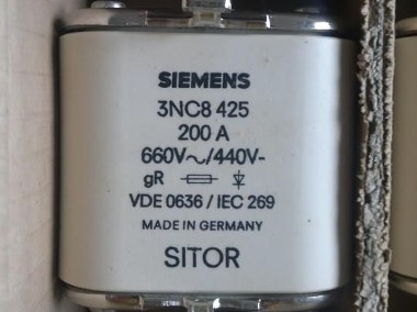 Wkładka bezpiecznikowa 200A; 3NC8 425 gR Siemens do diód i tyrystorów-1