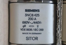 Wkładka bezpiecznikowa 200A; 3NC8 425 gR Siemens do diód i tyrystorów