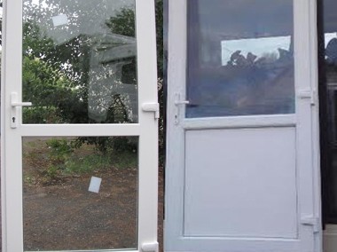 nowe drzwi PVC kolor biały, szyba 110x210 wejściowe od ręki -1