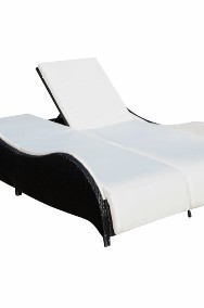 vidaXL Podwójny leżak z poduszką, polirattan, czarny 41977-2