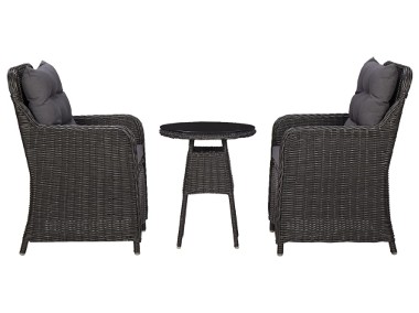 vidaXL 2 krzesła ogrodowe ze stolikiem, polirattan, czarne 46550-1