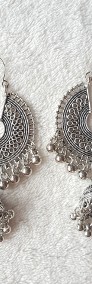 Nowe indyjskie kolczyki boho bohemian srebrny kolor retro jhumka jhumki orient-3