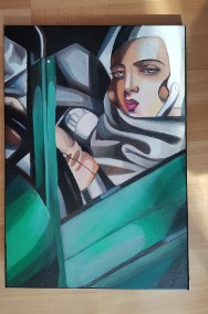 Tamara Łempicka Kobieta w zielonym bugatti obraz olejny-2