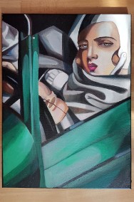 Tamara Łempicka Kobieta w zielonym bugatti obraz olejny-3