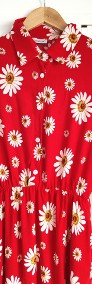 Długa sukienka czerwona maxi w białe kwiaty 36 S skromna Sahra Afra bawełna-3