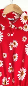 Długa sukienka czerwona maxi w białe kwiaty 36 S skromna Sahra Afra bawełna-4