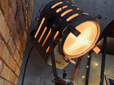 Lampa podłogowa loft duża reflektor filmowy PRL -1