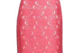 Spódnica ołówkowa H&M elegancka koronka róż neon 42 XL Conscious Colle