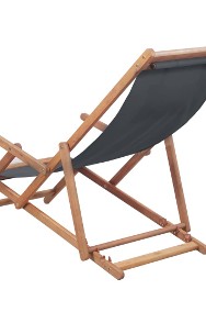 vidaXL Składany leżak plażowy, tkanina i drewniana rama, szary 43997-2