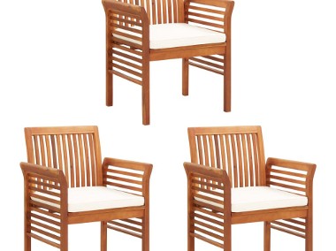 vidaXL Krzesła ogrodowe z poduszkami, 3 szt., lite drewno akacjowe 45966-1