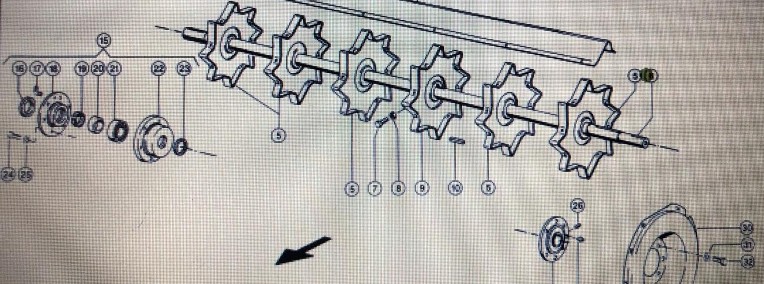 Wałek Podajnika Zboźowego do Claas Mega 370/340 Nr kat. części 000 644 517 1-1