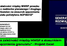 "Analiza zależności między MWSP a stosunkiem spęcznienia granulatu Projekt Excel