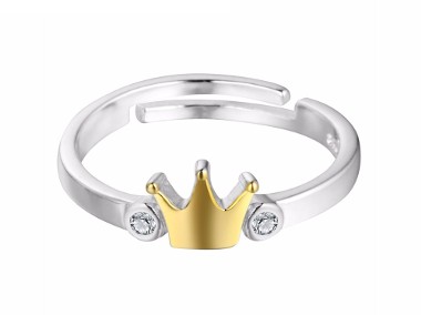 Nowy srebrny pierścionek koronka złota kolorowana cyrkonie rozmiar uniwersalny-1