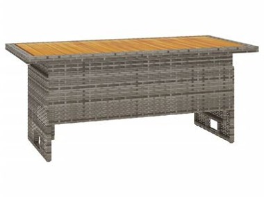 vidaXL Stół ogrodowy, szary, 100x50x43/63 cm, akacja i polirattan-1