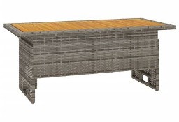 vidaXL Stół ogrodowy, szary, 100x50x43/63 cm, akacja i polirattan