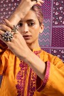 Pomarańczowa tunika Bollywood S 36 kameez haft orient sari etno boho hippie