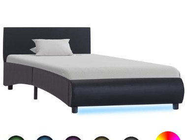 vidaXL Rama łóżka z LED, czarna, sztuczna skóra, 100 x 200 cm 285481-1