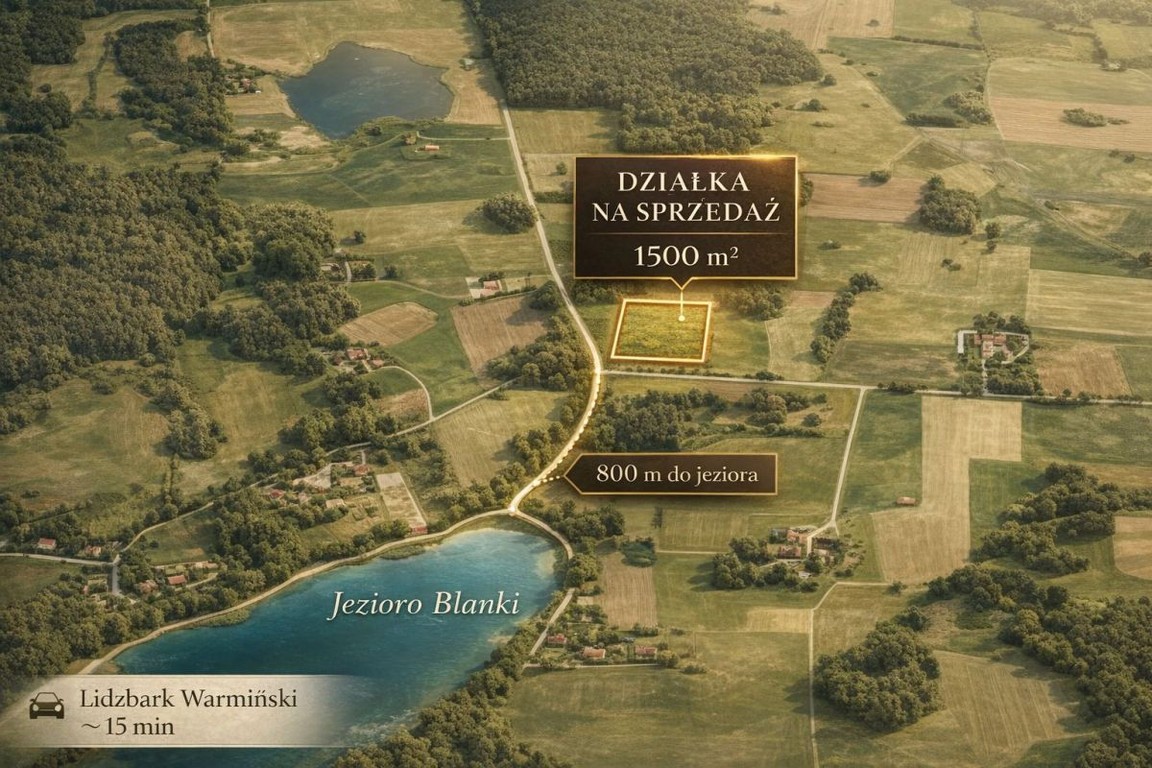 Malownicza działka 800 m od jeziora Blanki – pohled 2