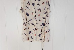 Śliczna bluzka H&M 36 S kremowa w jaskółki ptaki wzór ptak wróble