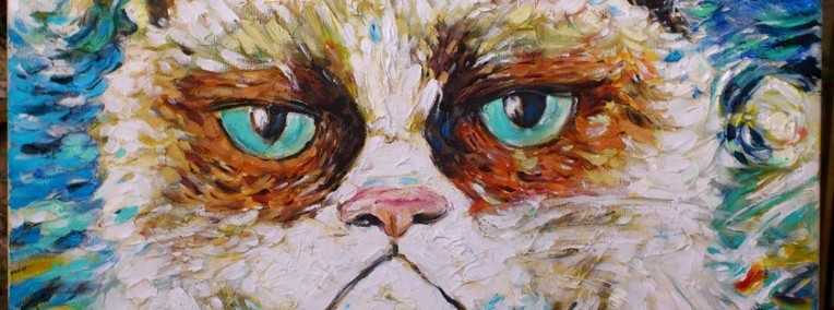 Portret olejny "Kot Grumpy"w stylu impresjonistycznym" -1