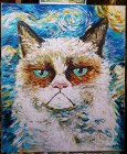 Portret olejny "Kot Grumpy"w stylu impresjonistycznym" 