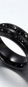 Nowy pierścionek obrączka czarny czerń masywny czarne cyrkonie elegancki stal-3