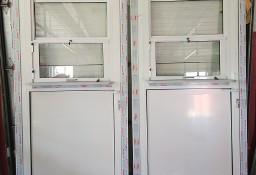 drzwi aluminiowe z oknem podawczym i parapetem -  na wymiar