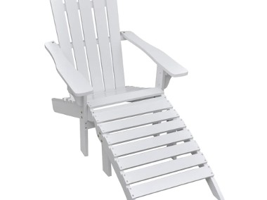 vidaXL Krzesło ogrodowe z podnóżkiem, drewniane, białe 40859-1