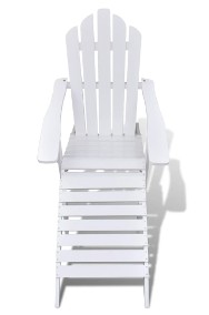 vidaXL Krzesło ogrodowe z podnóżkiem, drewniane, białe 40859-2