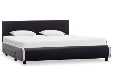 vidaXL Rama łóżka z szufladami, czarna, sztuczna skóra, 120x200 cm 284950-1