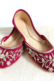 Indyjskie buty baleriny  khussa 37 38 zdobione orient boho księżniczka różowe-2
