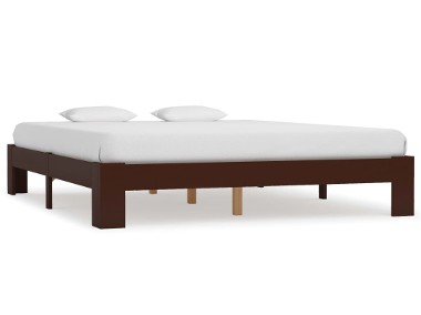 vidaXL Rama łóżka, ciemnobrązowa, lite drewno sosnowe, 160 x 200 cm 283302-1