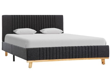 vidaXL Rama łóżka, ciemnoszara, tapicerowana tkaniną, 140 x 200 cm 286622-1