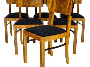Krzesła art deco, sześć krzeseł Polska lata 40-50 vintage, orzech politura-1