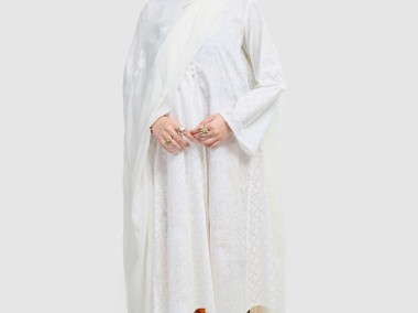 Nowa tunika indyjska i szal komplet zestaw S 36 M 38 biała bawełna boho hippie-1