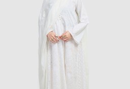 Nowa tunika indyjska i szal komplet zestaw S 36 M 38 biała bawełna boho hippie