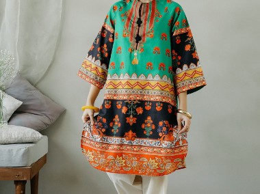 Nowa indyjska tunika S 36 kameez Bollywood kolorowa wzory boho hippie bohemian-1