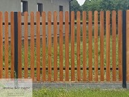 Ogrodzenie drewniane sztachetowe na ramie metalowej w ocynku, sekcja 150x250 cm